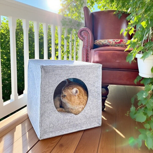 Leaba Cat Ciúb Teach Nead Te Fillte Iniompartha 2