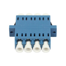 LWL-Kupplung,LC-Buchse/LC-Buchse,  9/125u Singlemode OS2, blau, Quad, PVC, mit Flansch, Synergy 21,