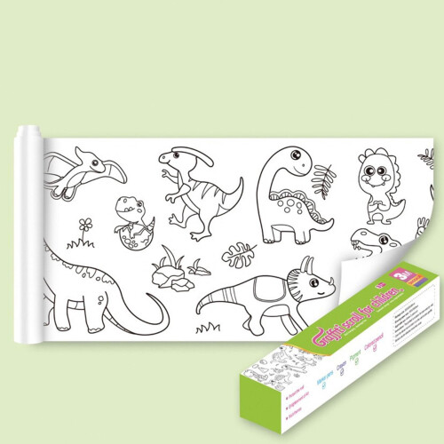 Rolo de papel para desenho de dinossauros, verde claro, 30 x 300 cm (11,8 x 118 polegadas) 1