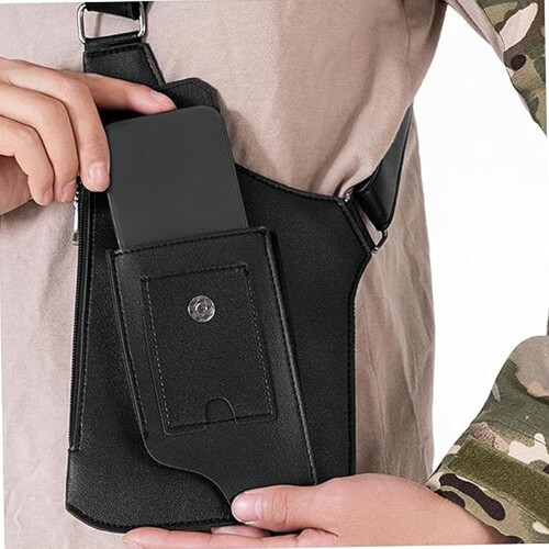 Bolsa transversal ajustável masculina em couro (1 peça) 2