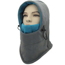 (GRAY WITH BLUE) EVAGO Unisex Balaclava Hat Winter Windproof Double Warmer Fleece Ski Face Mask