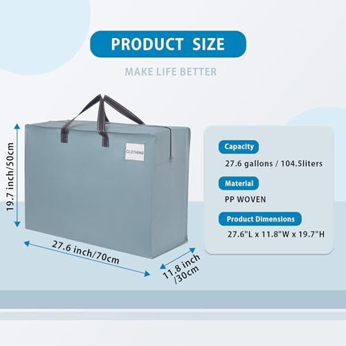 Flyttväskor med dragkedja, 75 liter, ljusblå, 4-pack 1