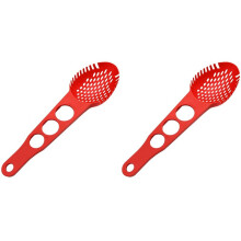 2X Nylon Spaghetti Server Non-Stick Pasta Fork Slotted Spoon Food Strainer with Spaghetti Measure Tool Strainer Ladle