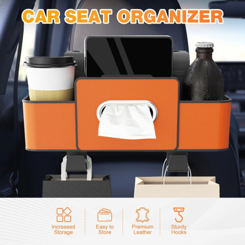 Auto-Rücksitz-Organizer mit Getränkehalter und Taschentuchbox (3-in-1) 1