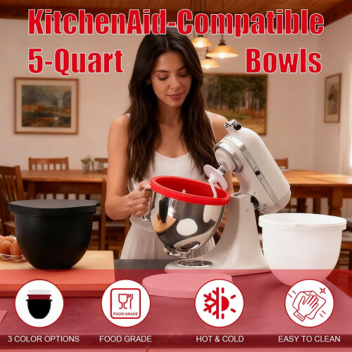 Μπολ μίξερ KitchenAid με επένδυση σιλικόνης 5 τεμάχια λευκά 1