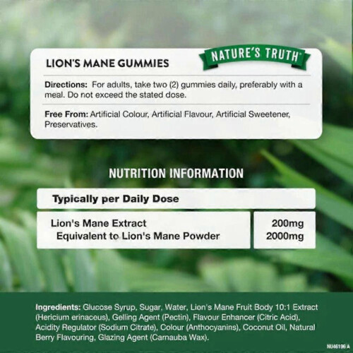 Nature's Truth Lion's Mane 2000mg Berry Gummies 60 2