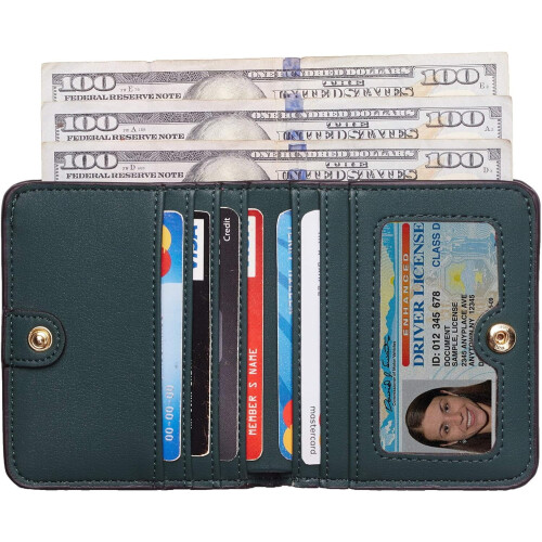 Women's RFID-Blocking Bifold Leather Wallet with ID Window 1