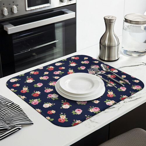 Tapete de secagem de louça Pioneer Flower Floral Kitchen, 40,6 x 45,7 cm (16 x 18 polegadas) 2