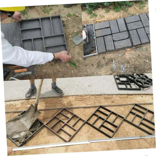 Square EightGrid Shape Garden Paving Pattern Irregular Stepping Stones PP Black 1