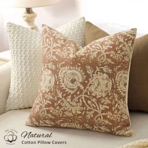 Conjunto de 2 capas de almofada decorativas com estampa floral vintage, 56x56 cm (22x22 polegadas). 1