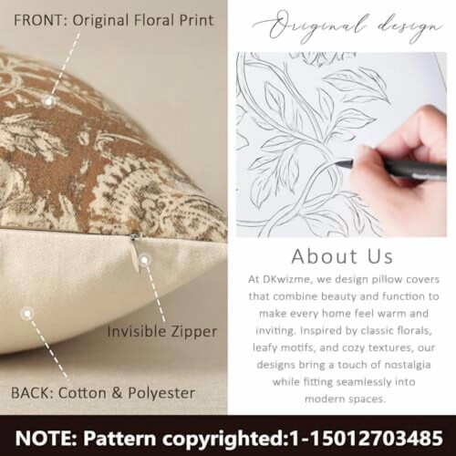 Conjunto de 2 capas de almofada decorativas com estampa floral vintage, 56x56 cm (22x22 polegadas). 2
