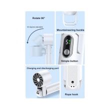 Tragbarer, Faltbarer Kleiner Handventilator, Tragbarer, Kleiner Aufhängbarer Handventilator mit 5 Geschwindigkeiten, Leiser Handventilator für Den