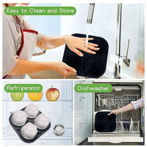 Rose Ice Cube Mold Silicone Tray 4 pcs 2 inch 2