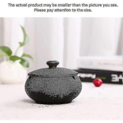 Chinese Retro Ashtray - Black Ceramic & Windproof TroveMart 1