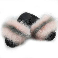 (SIZE 40-41, 3) EVAGO Fur Slides for Women Fuzzy Slides Sandals House Fuzzy Fluffy Slippers Soft Flat for Indoor Outdoor Feather Slip On