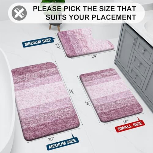 Tapete de banho felpudo de microfibra roxo retangular 60x40 cm 1