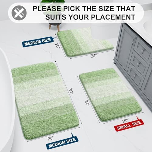 Tapete de banho felpudo de microfibra antiderrapante e absorvente, 60 x 40 cm (24 x 16 polegadas) 1
