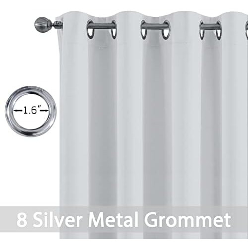Thermal Insulated Window Curtain Valance Greyish White 52" 1