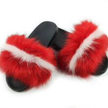 (SIZE 44-45, 4) EVAGO Fur Slides for Women Fuzzy Slides Sandals House Fuzzy Fluffy Slippers Soft Flat for Indoor Outdoor Feather Slip On