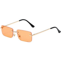(Spring Legs, C3) Fashion Rimless Sunglasses Small Square Frame Driving Glasses For Women Men