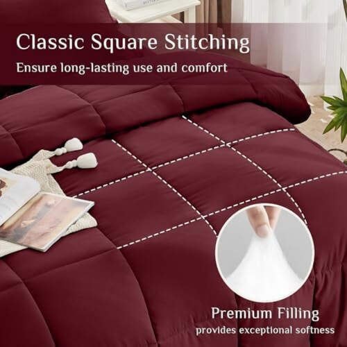 Burgundy Comforter Set 7-Piece Oeko-TEX Certified 1