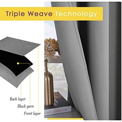 Silver Grey Blackout Curtain Panels 2-Pack 42x60 Inches 2