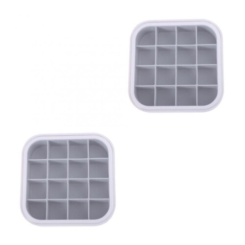2Pcs 16 Grid Silicone Ice Cube Mold with Lid 2