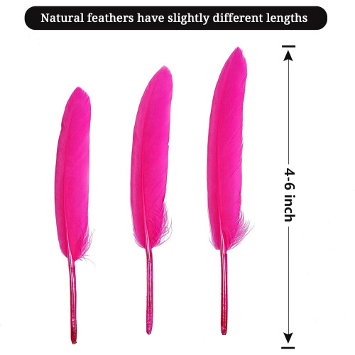 Penas de ganso rosa choque, naturais, 10-15 cm (4-6 polegadas), 120 peças 1