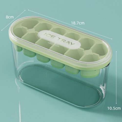 Silicone Ice Cube Mold with Airtight Lid, 12-Grid Green 1