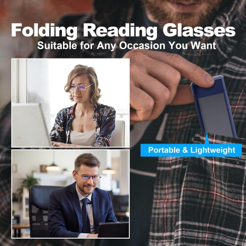 Reading Glasses Blue Light Blocking Ultra-Thin Folding 1.5x 2