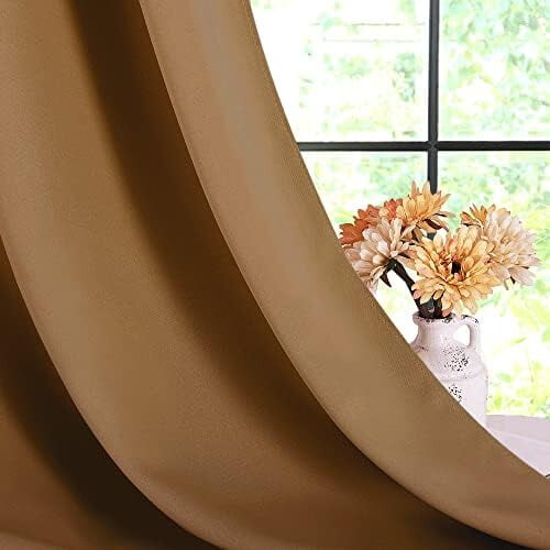 Blackout Drapery Panels Microfiber Thermal Insulated Gold 2