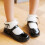 Sandals Samhraidh do Chailíní Dubh Leathar Dúnta le Ladhar 4