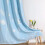 Sky Blue Blackout Curtains with Silver Palm Pattern, 5