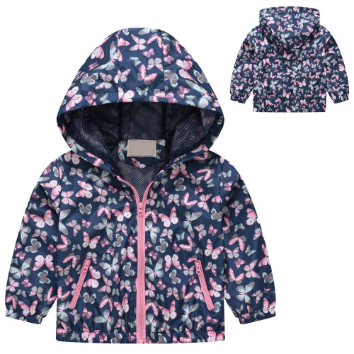 Jaqueta infantil com capuz e estampa de protetor solar para primavera e outono. 1