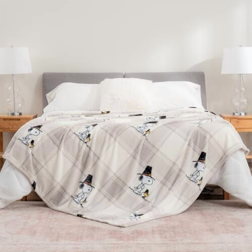 Koc pluszowy Peanuts Snoopy VelvetLoft Lakeside Plaid 1