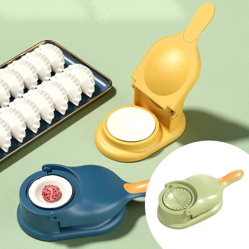 2-i-1 dumpling maker form blå bærbar manuel dejpresse 1
