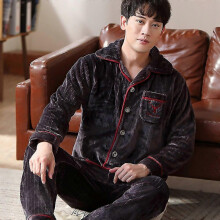 (9, XL 65-75kg) EVAGO Mens Velour Pajamas 2 Pieces Velvet Lounge Set Warm Button Up Pj Sets Long Sleeve Sleepwear