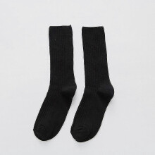 (Black) 1 Pair retro women cotton loose socks autumn winter knitting solid color long black pink korean japanese student girls stockings