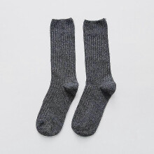 (Gray) 1 Pair retro women cotton loose socks autumn winter knitting solid color long black pink korean japanese student girls stockings