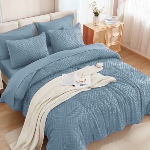 Set de pilotă completă albastru-gri Boho, 7 piese 1