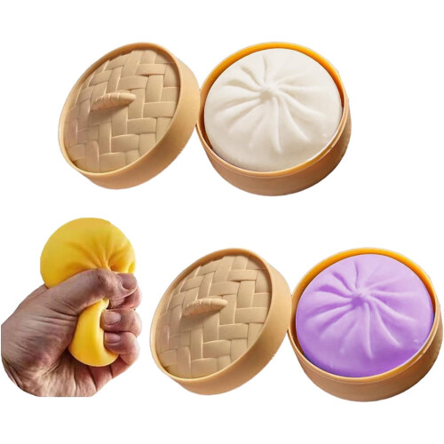 Glitter Dumpling Squishy Toy White Purple 1pc 1