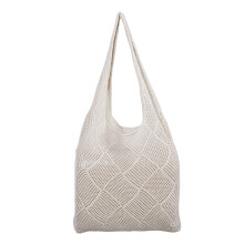 1Beach Handbag Beige Hollow Gevlochten Zomertas