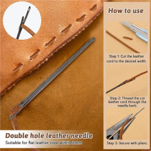 4 Pcs Leather Sewing Needles, Single Hole Iron Lacing Needles for Hand Stitching, Ideal for Leather Crafts