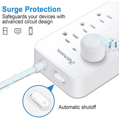 Överspänningsskyddande grenuttag8 Uttag3USB-A1USB-C1700J 1