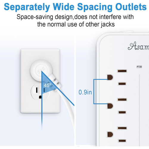 Överspänningsskyddande grenuttag8 Uttag3USB-A1USB-C1700J 2