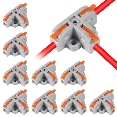 30Pcs Compact Wire Conductor Connector, T-Shape Lever Nut Wire Connector, Quick Splitter 3 Way Electrical Connectors 2