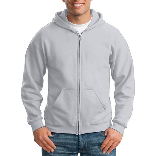 Moletom masculino com capuz, cor sólida, manga comprida, zíper e bolsos. 1
