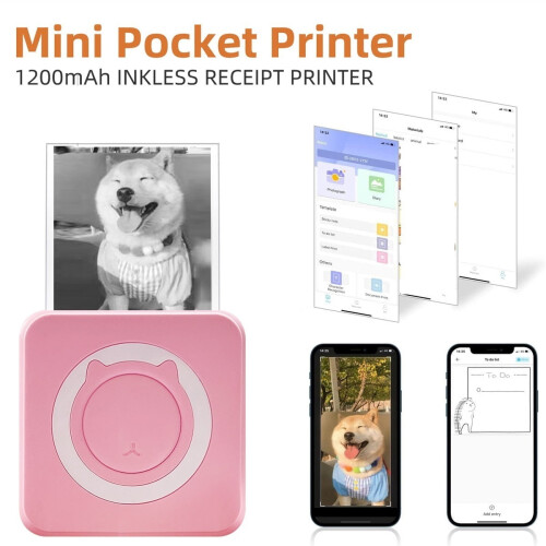 Mini termisk printer trådløs bærbar BT-mærkefoto 2