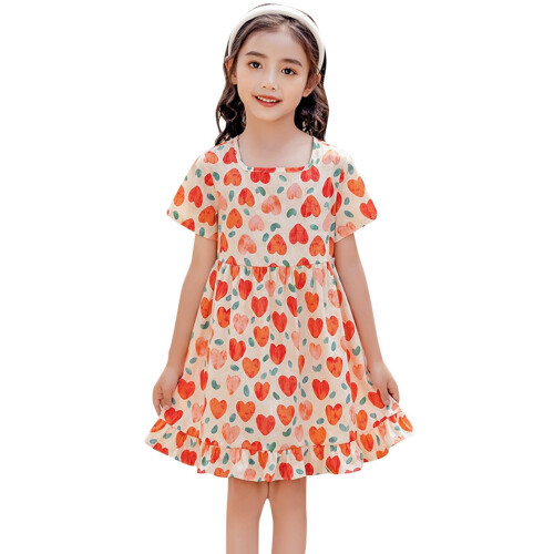 Mädchen Sommerkleid Kurzarm Blumenmuster Prinzessinnenstil 2