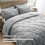 Set copripiumino matrimoniale grigio chiaro 3 pezzi stile boho plissettato 4